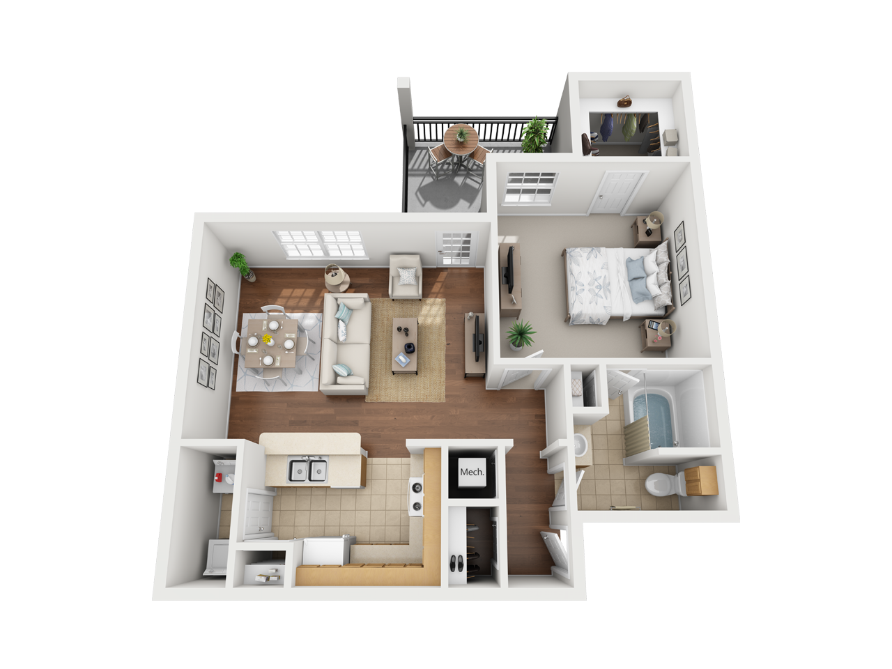 Riviera one bedroom apartment floor plan