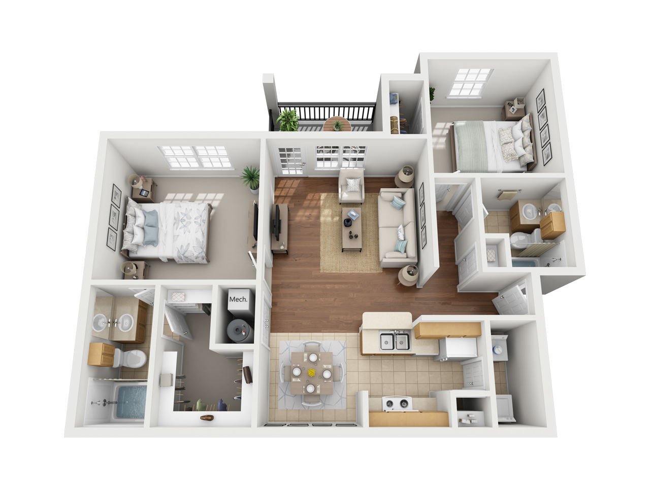 Riviera two bedroom apartment floor plan